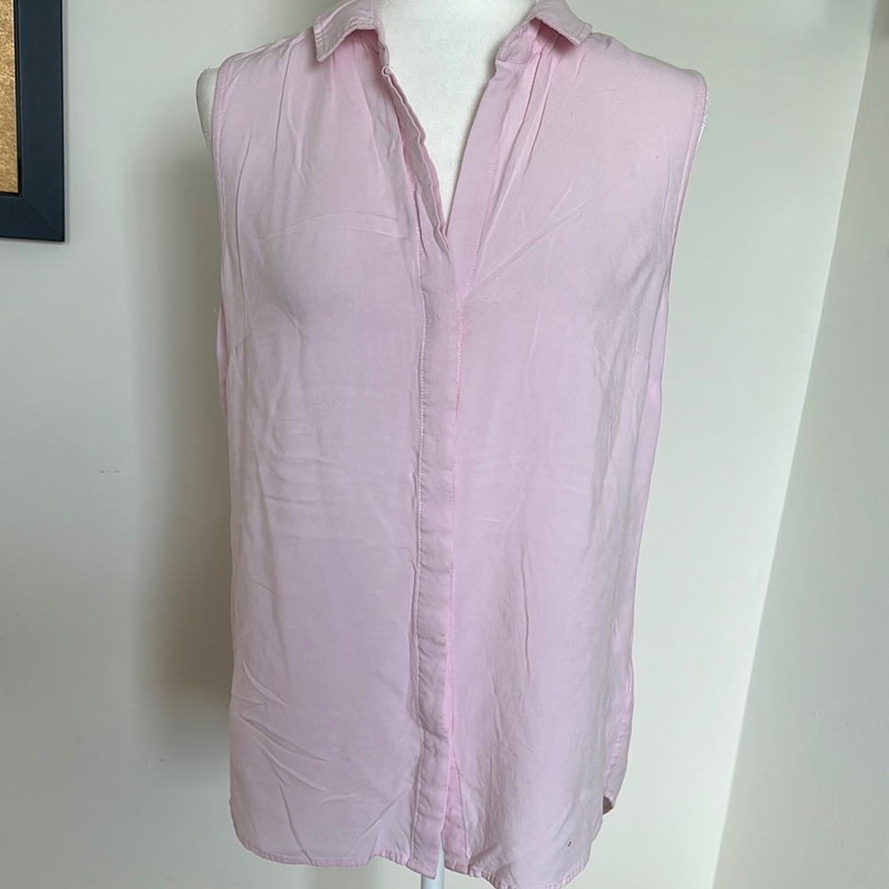 Sleeveless Pink Button-Up Blouse